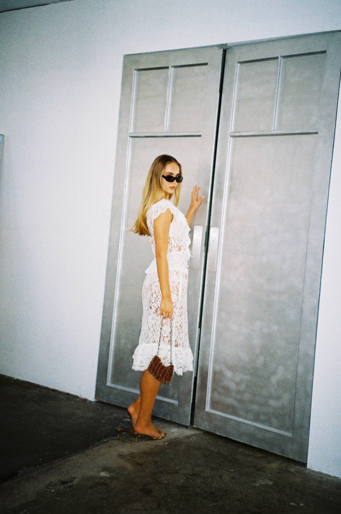 With Harper Lu Frill Cap Sleeve Cardigan - White Lace