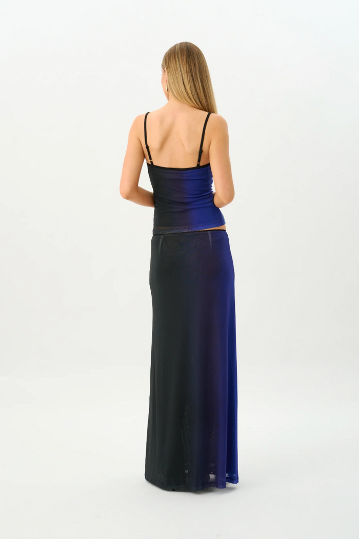With Harper Lu Mesh Maxi Skirt - Cobalt Floral