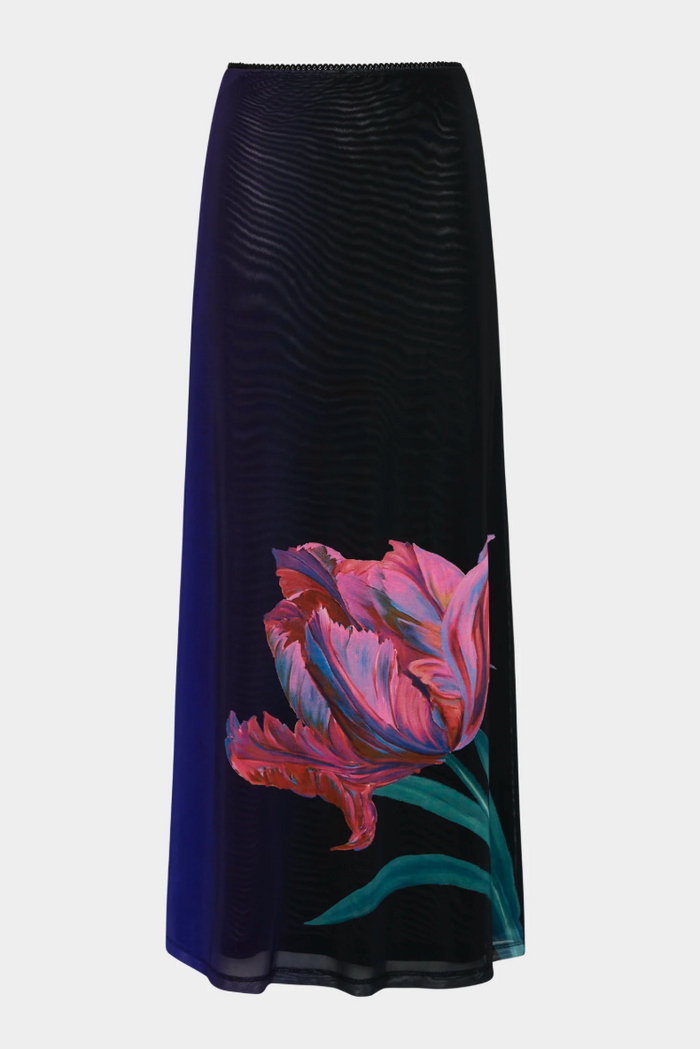 With Harper Lu Mesh Maxi Skirt - Cobalt Floral