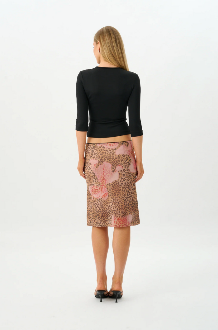 With Harper Lu Midi Skirt - Mesh Leopard