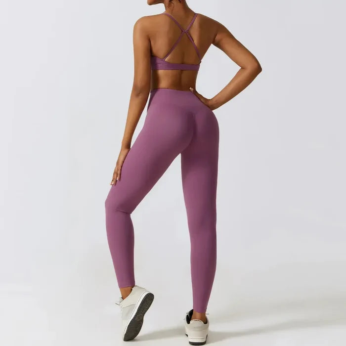 Women Workout Sets: Zip-Up Crop Jacket, High Waist Yoga Leggings & Sport Bra - Allen-Fitness