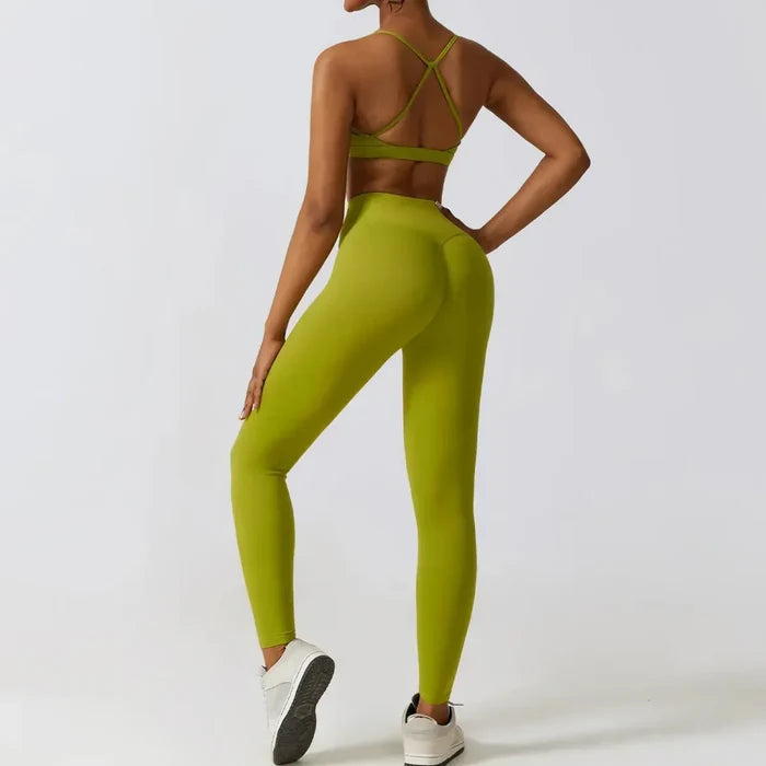 Women Workout Sets: Zip-Up Crop Jacket, High Waist Yoga Leggings & Sport Bra - Allen-Fitness