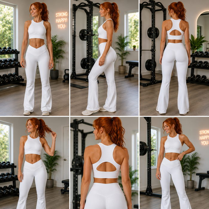 Women's 78% Nylon with linen lining High-Waisted Yoga Set – Tummy Control, Butt-Lifting & Quick-Dry