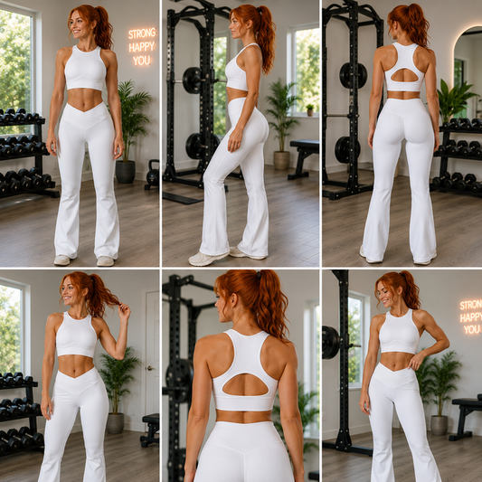 Women's 78% Nylon with linen lining High-Waisted Yoga Set – Tummy Control, Butt-Lifting & Quick-Dry