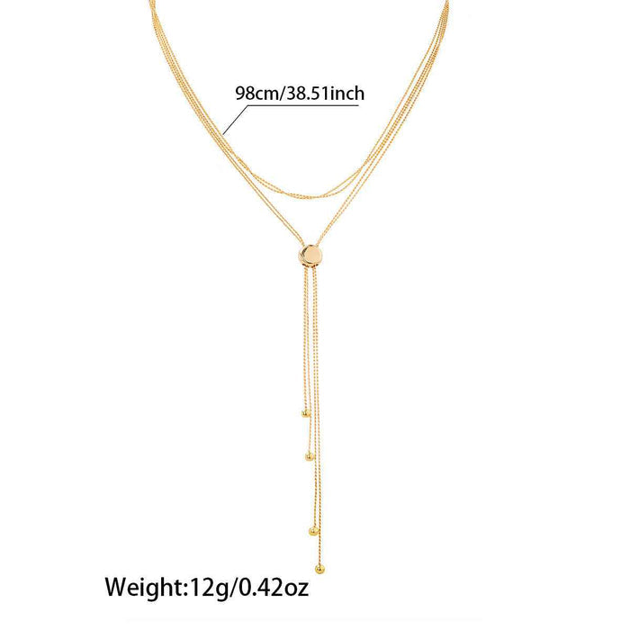 Women's Adjustable Y-Shaped Pearl Pendant Necklace – Korean Fashion Geometric Zinc Alloy Chain, 61–70cm