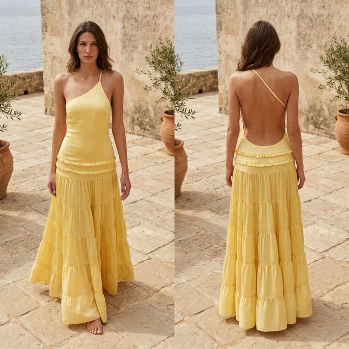 Women's Backless Sleeveless Maxi Dress – Lace-Up Camisole