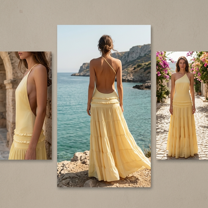 Women's Backless Sleeveless Maxi Dress – Lace-Up Camisole