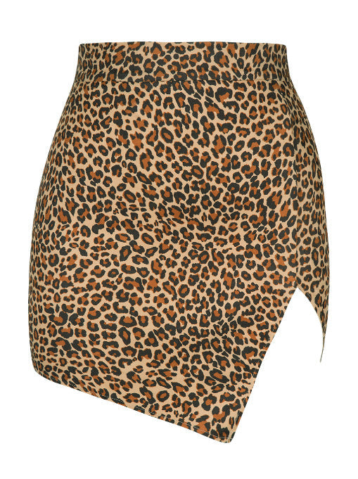Women's Black Cut Out Mid Waist Asymmetric Hem PU Mini Skirt