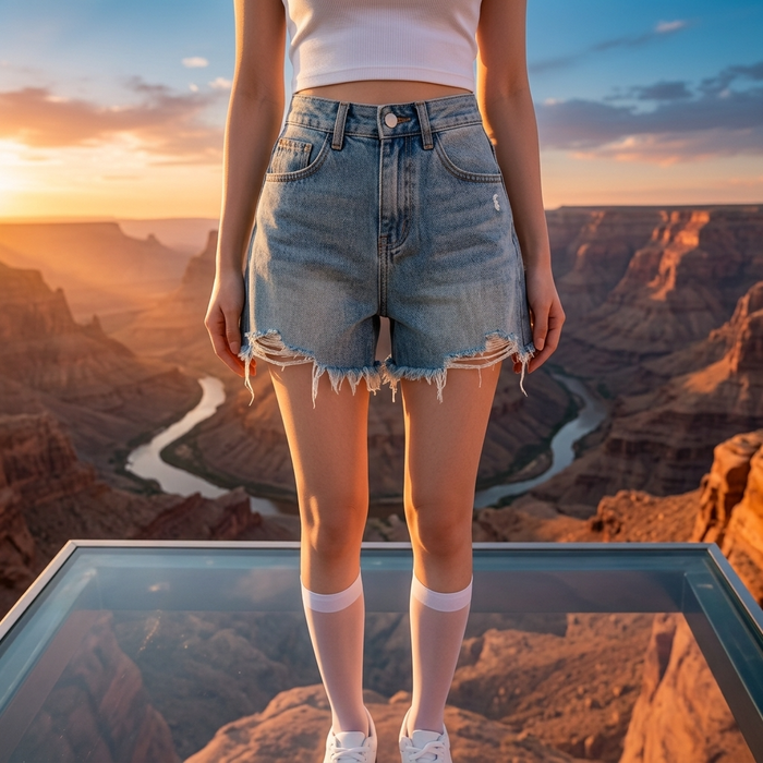 Women's Blue Denim Shorts – High Waist Wide Leg Frayed Hem