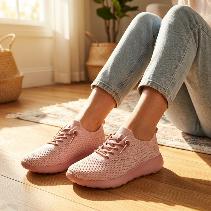 Women's Breathable Mesh Slip-On Flat Shoes – Lightweight Flyknit