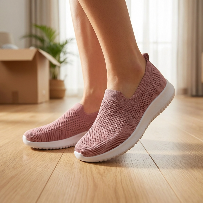 Women's Breathable Mesh Slip-On Shoes – Lightweight Comfort Sneakers with Non-Slip Sole & Soft Cushioning