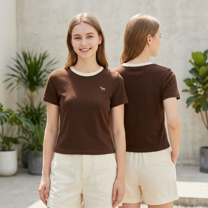 Women's Casual Color-Block Cotton T-Shirt