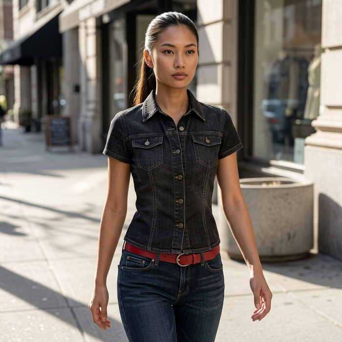 Women's Classic Slim Fit Short Sleeve Shirt – Button-Down Collar