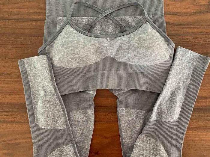 Women's Compression Yoga Leggings and Sports Bra Set - Allen-Fitness