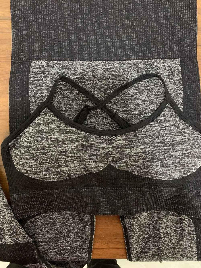 Women's Compression Yoga Leggings and Sports Bra Set - Allen-Fitness