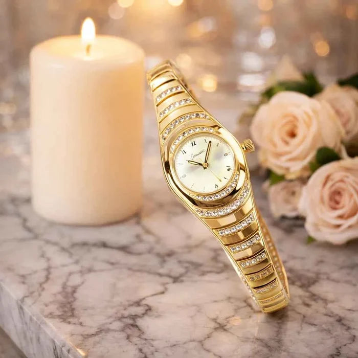 Women's Diamond-Accent Bracelet Watch – Stainless Steel Quartz Watch 30M Waterproof