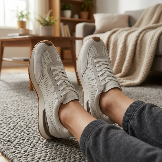 Women's First Layer Cowhide White Sneakers - Lace-Up, Flat