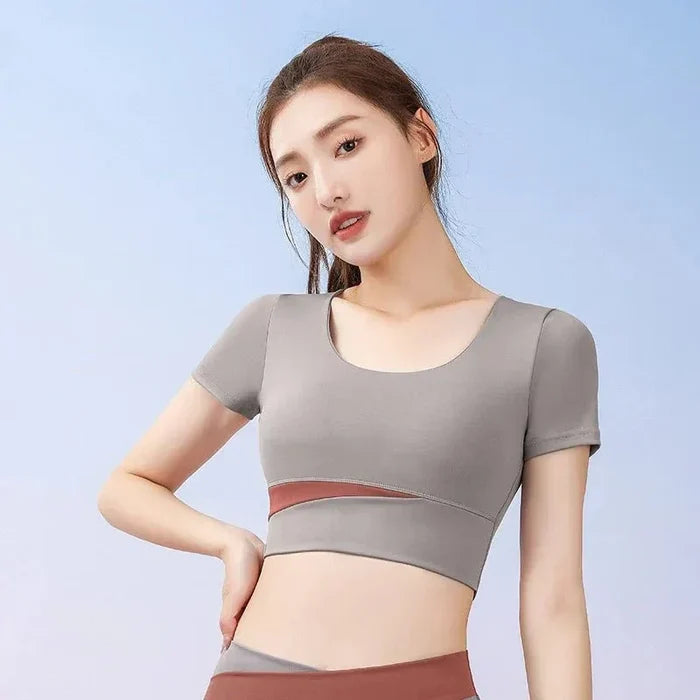 M / Gray Orange Short Top