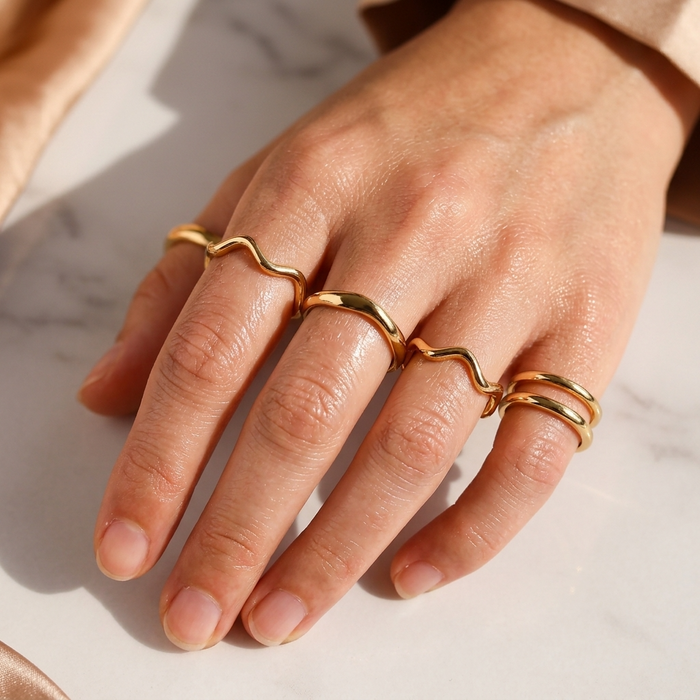 Women's Five-Piece Geometric Stackable Ring Set