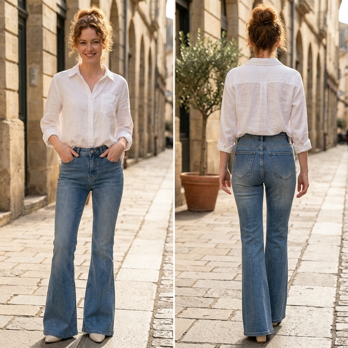 Women's Flared Denim Jeans – Low Waist Micro-Flare Slim Fit