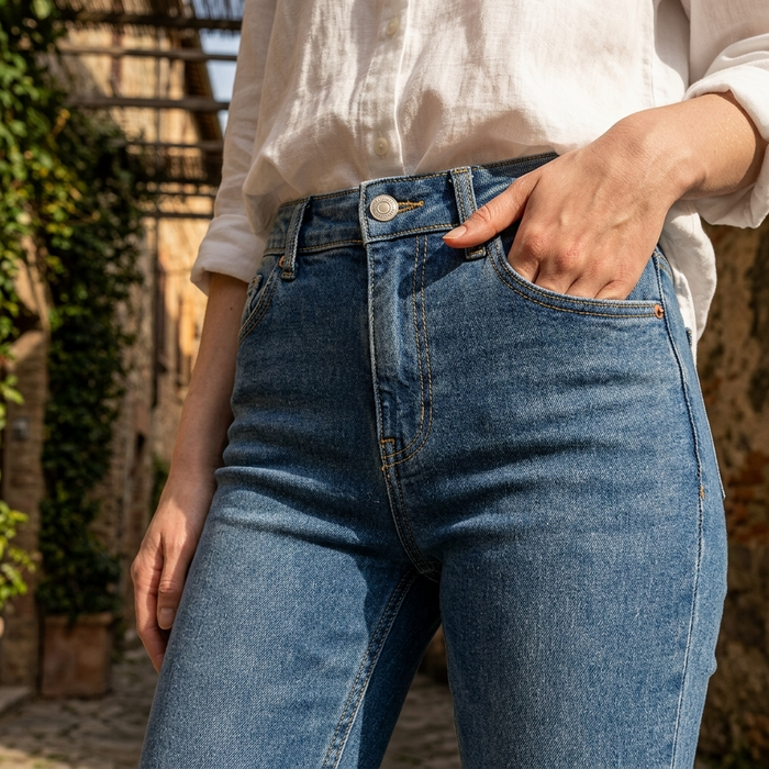 Women's Flared Denim Jeans – Low Waist Micro-Flare Slim Fit