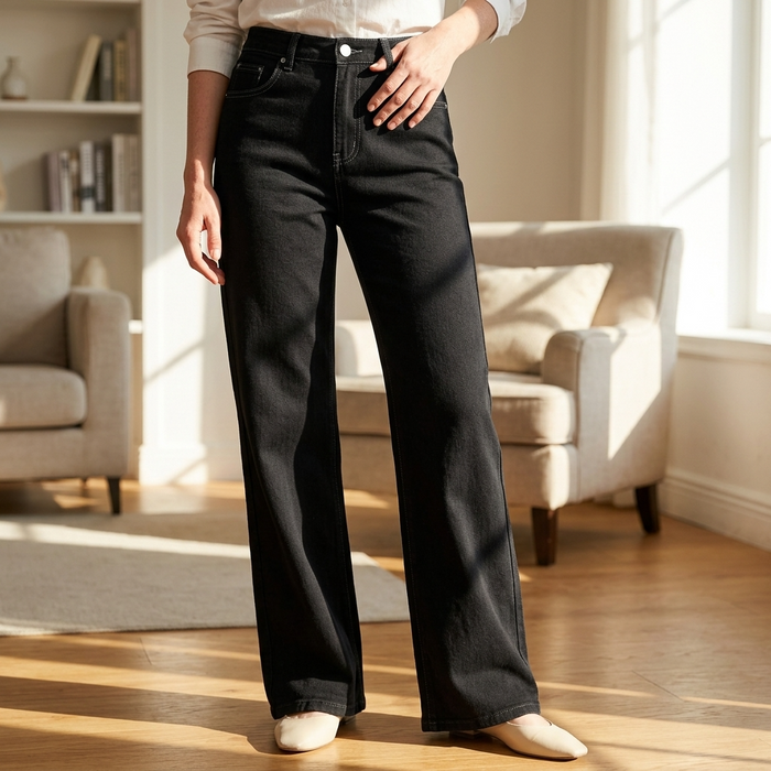 Women's Flared Denim Jeans – Low Waist Micro-Flare Slim Fit