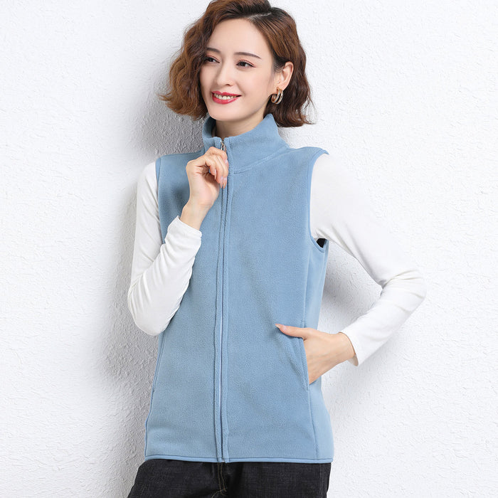 Women's Fleece Vest Zip Up Polar Soft Sleeveless Classic Fit with Pockets