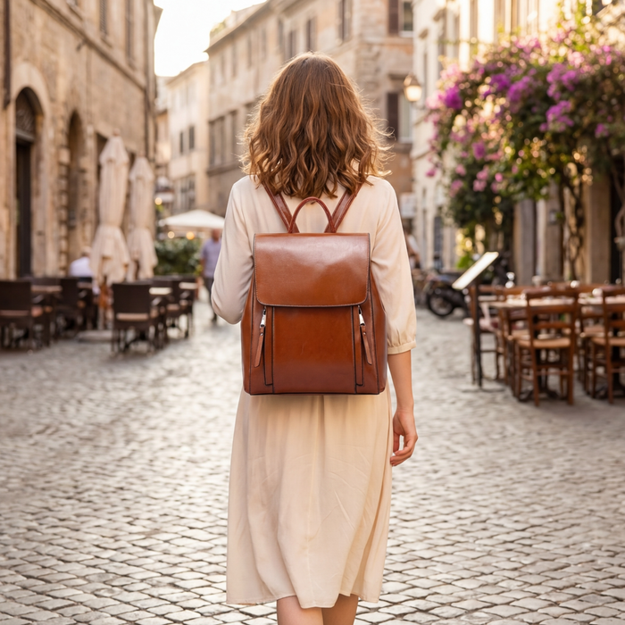 Women's Genuine Leather Backpack – Large Capacity Vintage Cowhide with Multi-Pockets