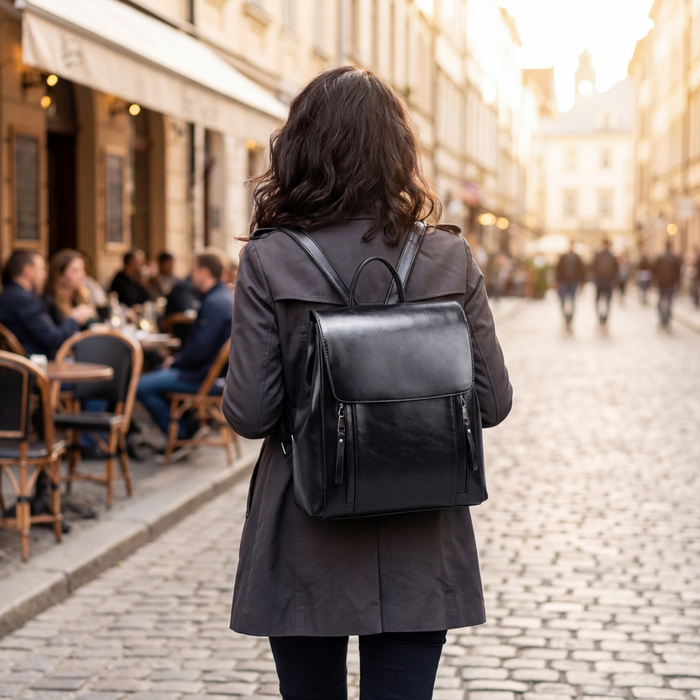 Women's Genuine Leather Backpack – Large Capacity Vintage Cowhide with Multi-Pockets