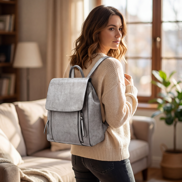 Women's Genuine Leather Backpack – Large Capacity Vintage Cowhide with Multi-Pockets
