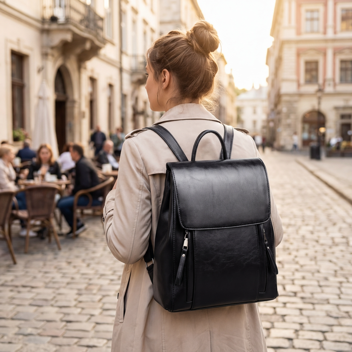 Women's Genuine Leather Backpack – Large Capacity Vintage Cowhide with Multi-Pockets