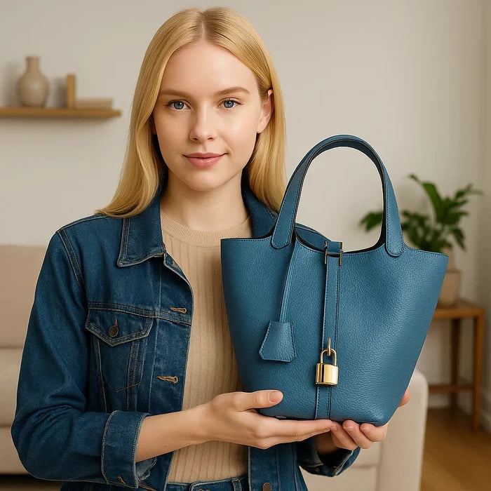 Women's Genuine Leather Handbag – First-Layer Cowhide Urban Cylinder Bag