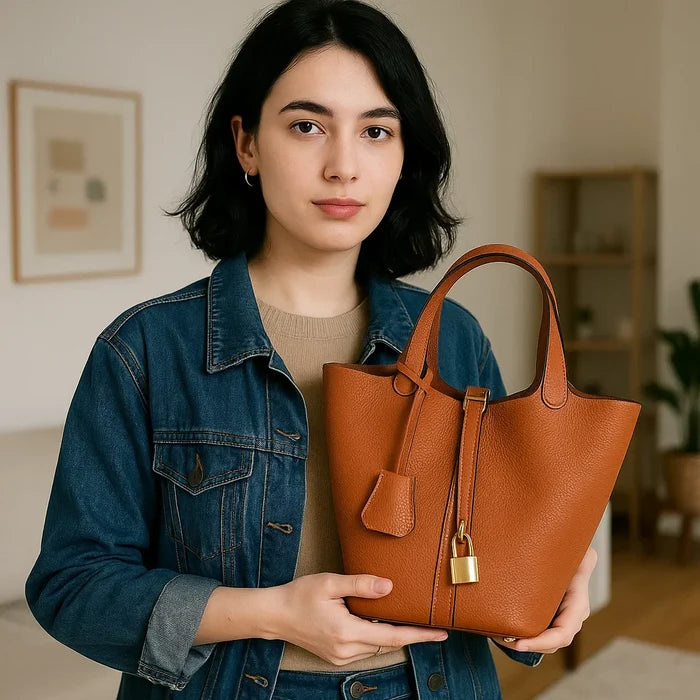 Women's Genuine Leather Handbag – First-Layer Cowhide Urban Cylinder Bag