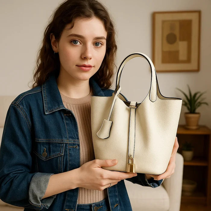 Women's Genuine Leather Handbag – First-Layer Cowhide Urban Cylinder Bag