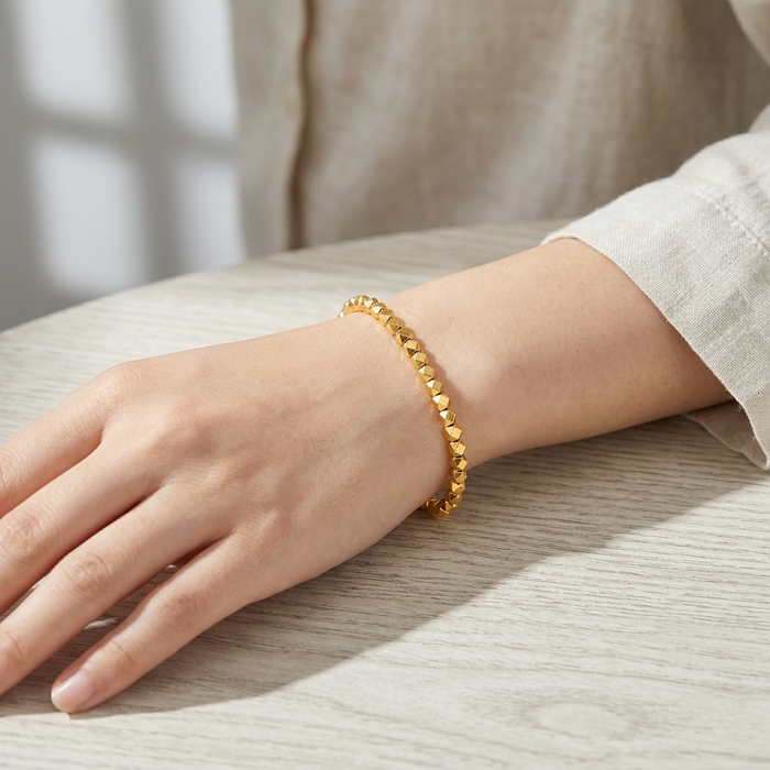 Women's Gold-Plated Chain Bracelet – Adjustable Elegant Brass Bangle