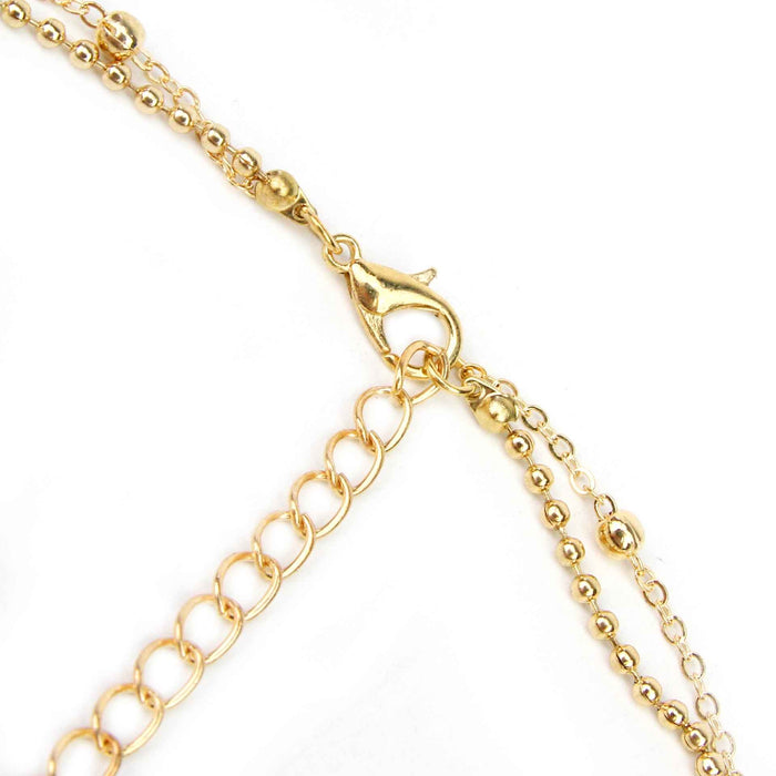 Women's Gold-Plated Pearl Necklace – Lock Pendant Multi-Layer Cross Chain