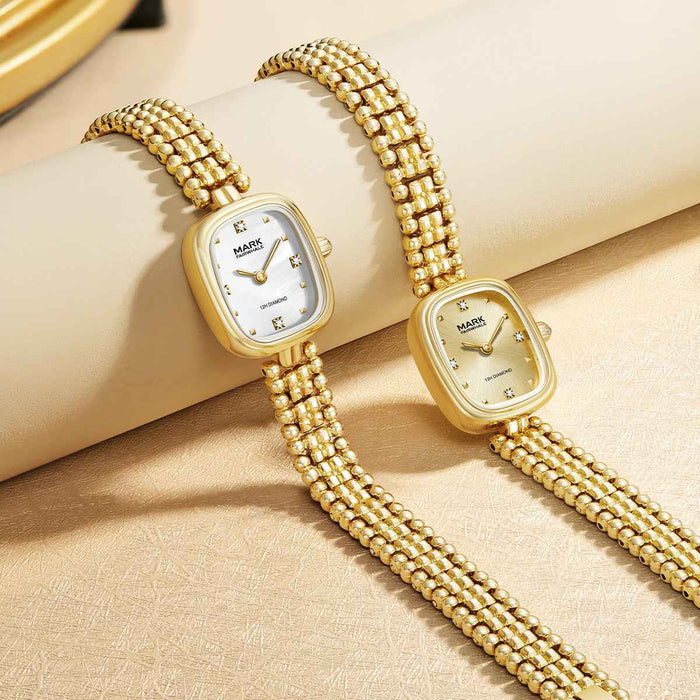Women's Gold Rectangular Quartz Watch – Slim Stainless Steel Strap, 30M Waterproof, Business Fashion Wristwatch (FW-3060)