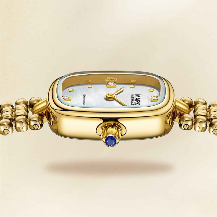 Women's Gold Rectangular Quartz Watch – Slim Stainless Steel Strap, 30M Waterproof, Business Fashion Wristwatch (FW-3060)