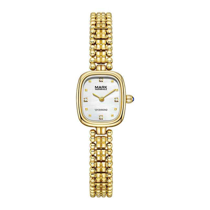 Women's Gold Rectangular Quartz Watch – Slim Stainless Steel Strap, 30M Waterproof, Business Fashion Wristwatch (FW-3060)