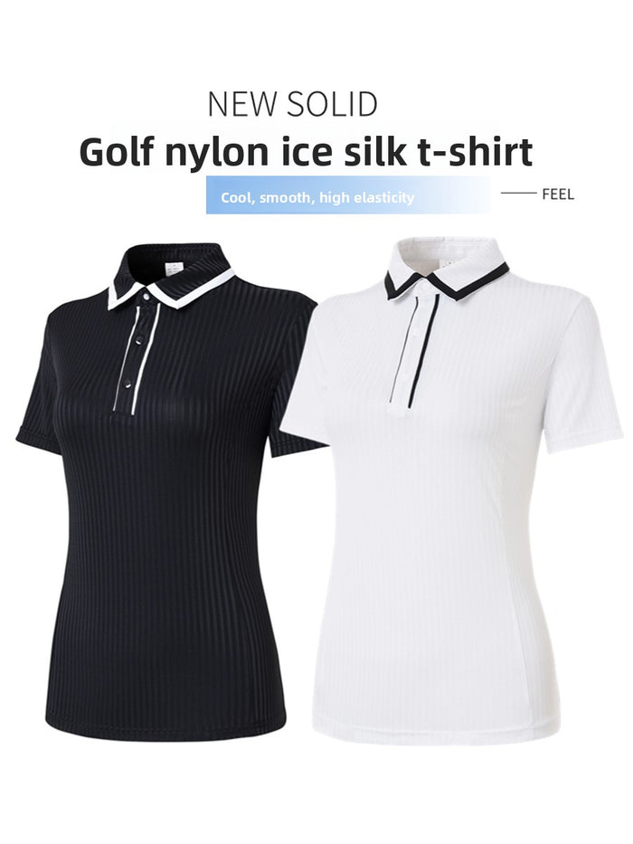Women's Golf Polo Shirt – Slim Fit Short Sleeve, Quick-Dry Nylon