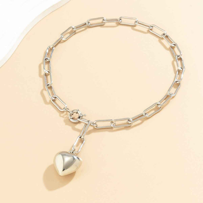 Women's Heart Pendant Clavicle Necklace – Gold and Silver Electroplated Short Chain