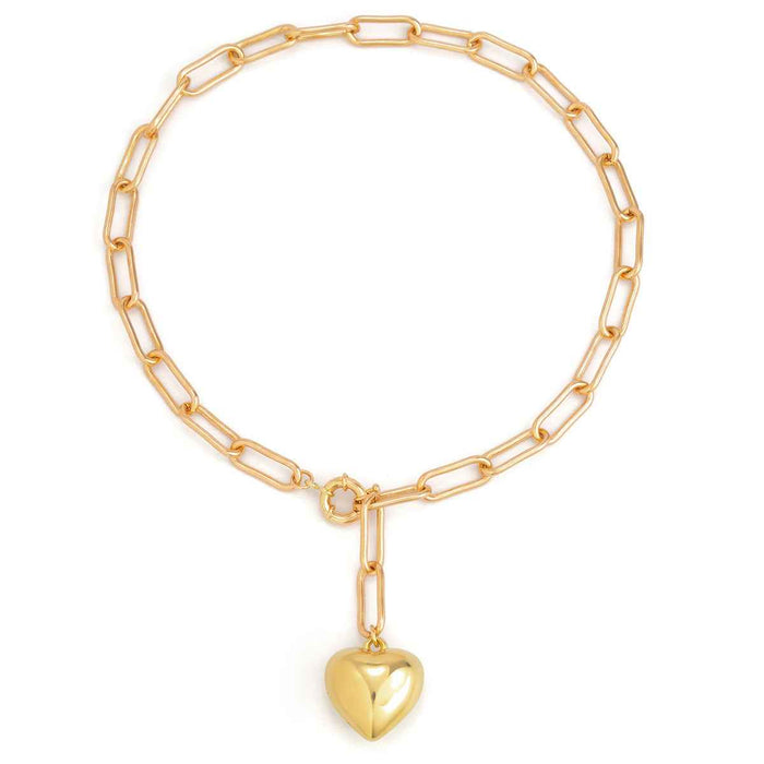 Women's Heart Pendant Clavicle Necklace – Gold and Silver Electroplated Short Chain