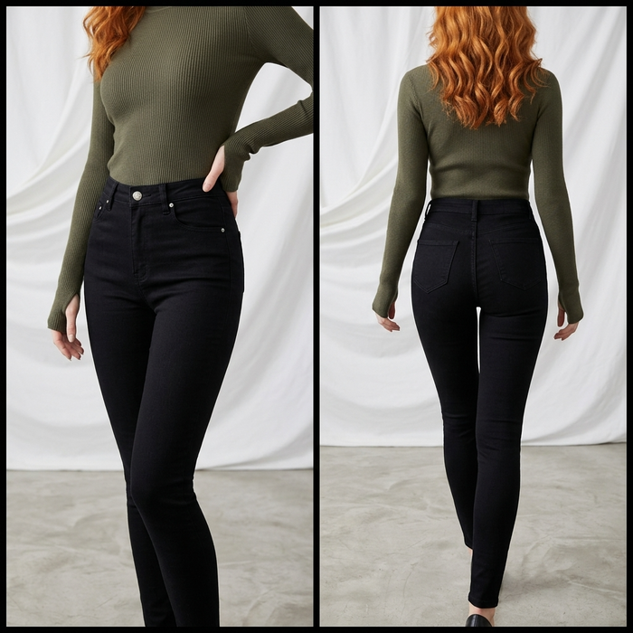Women's High-Waist Skinny Jeans – Stretch Denim Pencil Pants