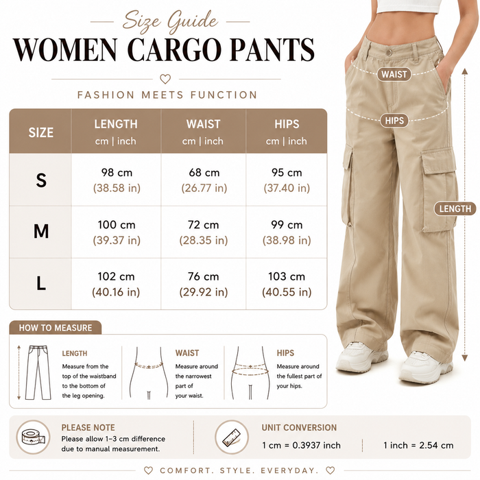 Women's High-Waisted Cargo Jogger Pants – Street Style Utility Pants with Multiple Pockets, S–L, Black