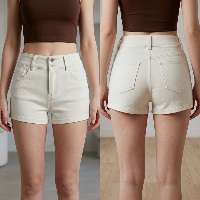 Women's High-Waisted Denim Shorts – Stretch Straight Cut