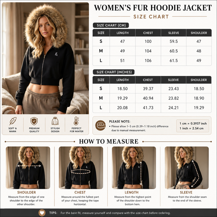 Women's Hooded Zip Front Sweater Coat – Slim Fit Faux Fur Hoodie Cardigan