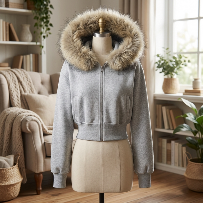 Women's Hooded Zip Front Sweater Coat – Slim Fit Faux Fur Hoodie Cardigan