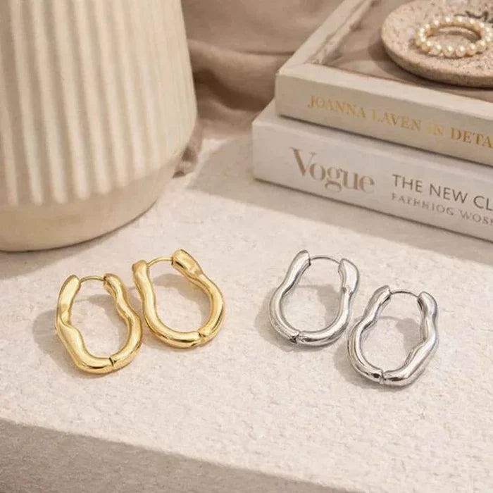 Women's Irregular Geometric Ear Buckles – Minimalist Electroplated Alloy Statement Earrings, Gold & Silver
