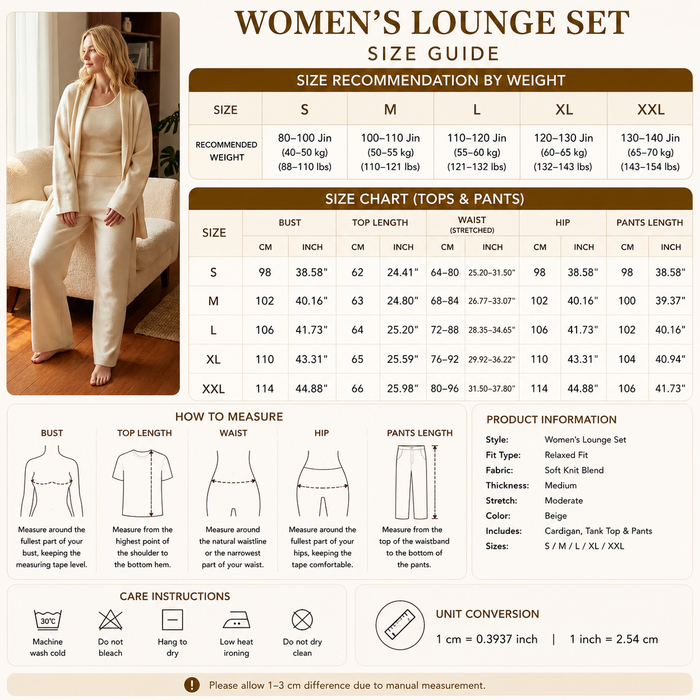Women's Knit Cardigan 3-Piece Set – Soft Sweater Outfit with Cardigan, Top & Wide-Leg Pants for Office, Lounge & Casual Wear