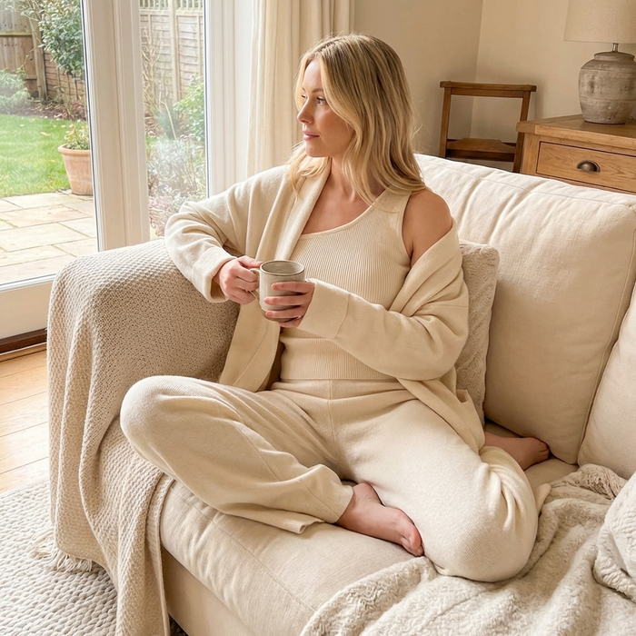 Women's Knit Cardigan 3-Piece Set – Soft Sweater Outfit with Cardigan, Top & Wide-Leg Pants for Office, Lounge & Casual Wear